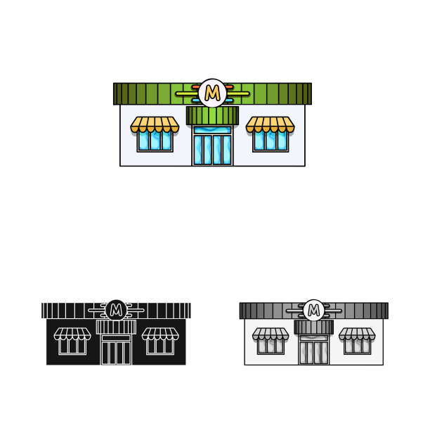 孤立的对象商店和商店标志集图片下载