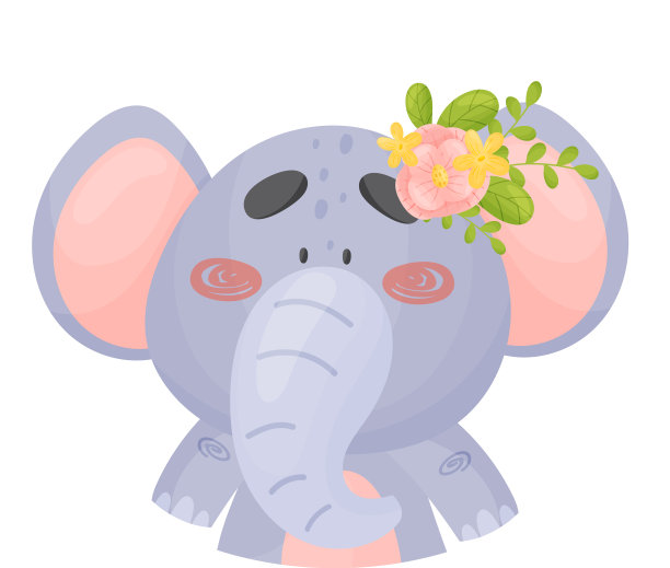 头上有花的大象图片下载