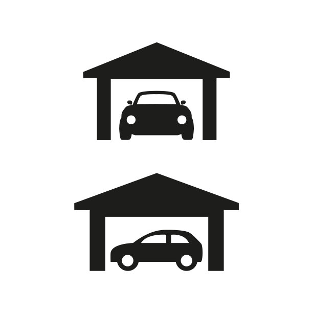 车库图标上的白色背景图片下载