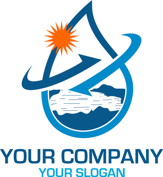 循环水湖泊标志设计图片下载