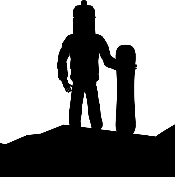 剪影滑雪板运动员图标图片下载