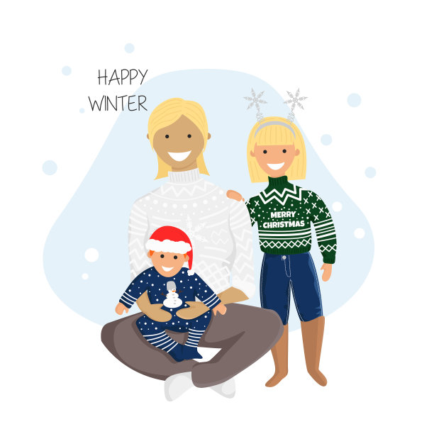 穿着难看毛衣的家人图片下载