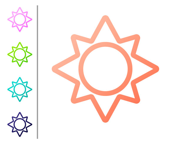 珊瑚太阳图标孤立在白色背景设置图片下载