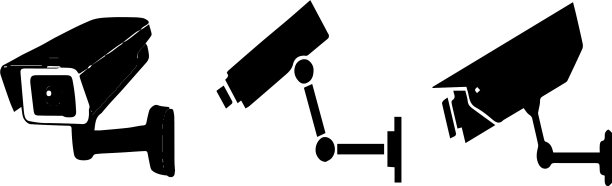 白色背景上的电路摄像头图标素材图片