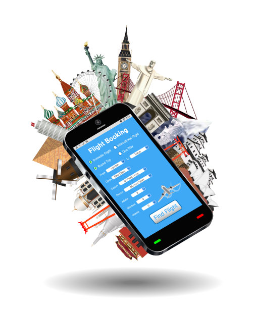 智能手机在线机票预订世界地标图片下载