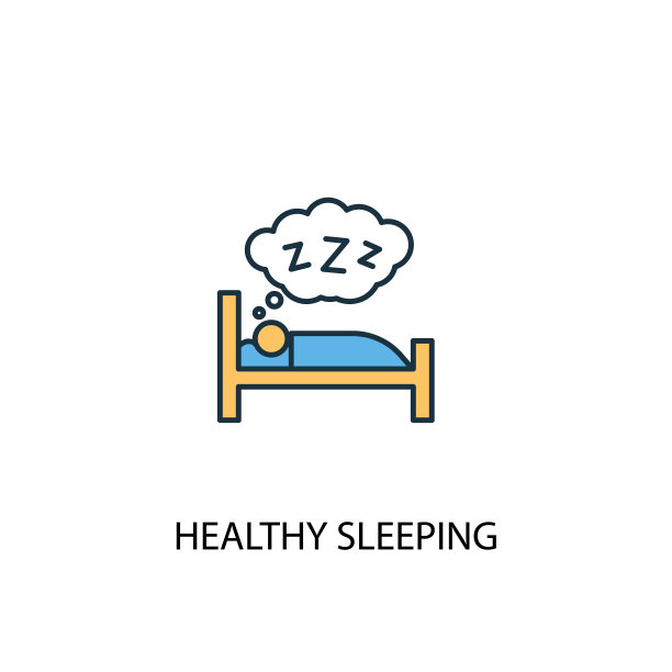 健康睡眠概念双色线条图标图片下载