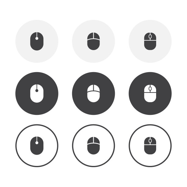 设置3个简单设计的鼠标图标图片下载