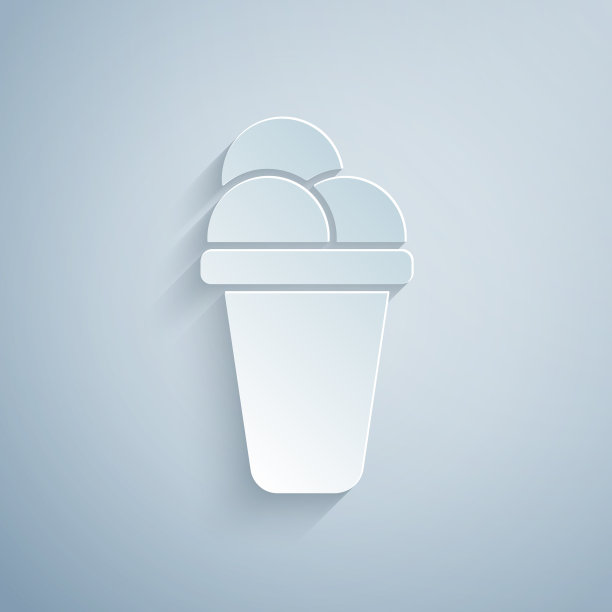 剪纸冰淇淋图标孤立在灰色图片下载