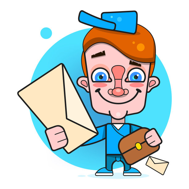 男孩邮差在平面风格的平面卡通图片下载