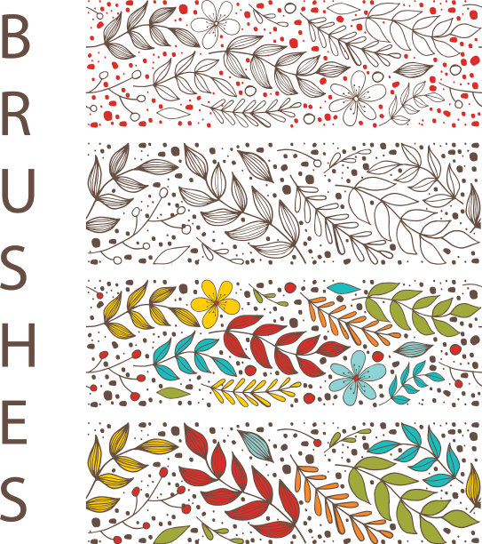 植物花无缝刷与叶花图片下载