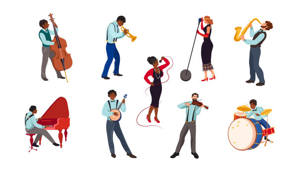 让爵士音乐家和歌手上台表演图片下载