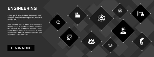 10个图标概念设计的工程banner图片下载