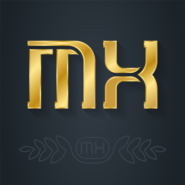 M和x最初的金色标志mx -金属3d图标图片下载