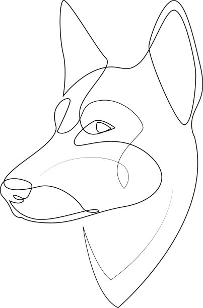 连续线德国牧羊犬单线图片下载