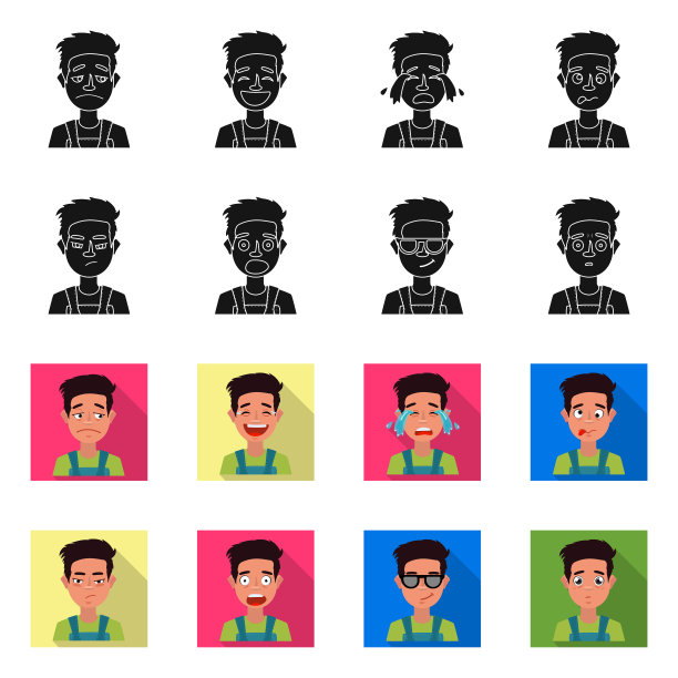 脸和男孩图标集图片下载