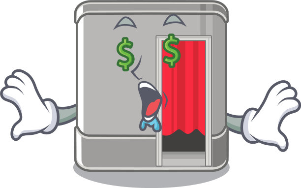 钱眼照相亭旁边的吉祥物桌子图片下载