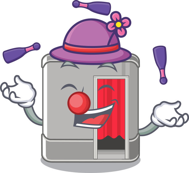 在吉祥物桌子旁边的照相亭玩杂耍图片下载