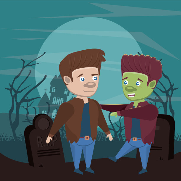 万圣节的黑暗场景与伪装的人图片下载