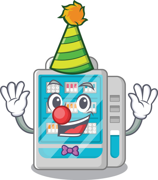 吉祥物上的小丑药品自动贩卖机图片下载