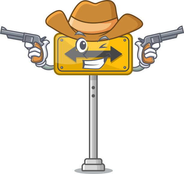 牛仔路过两边孤立的卡通图片下载