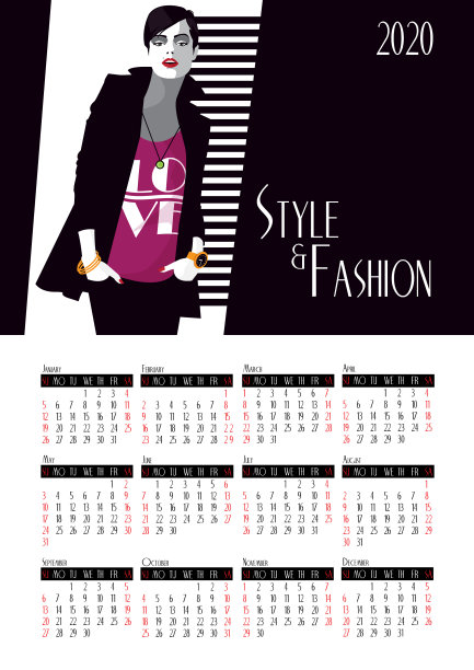 时尚女孩日历图片下载