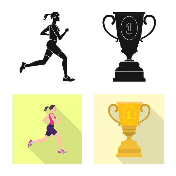 设计运动和获胜者标志一套图片下载