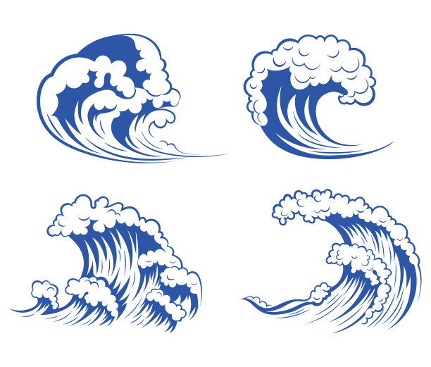 集海波收藏为一体的风格化海浪图片下载
