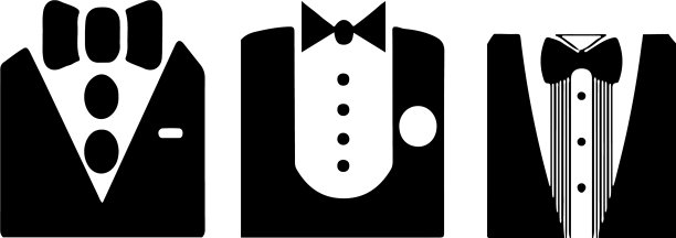 白色背景上的燕尾服图标图片下载
