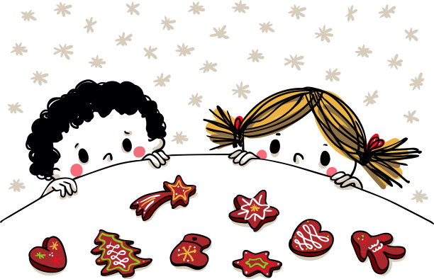 男孩和女孩想要吃圣诞饼干图片下载