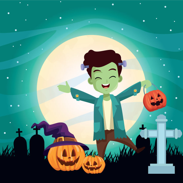 万圣节的黑暗场景用男孩伪装的图片下载