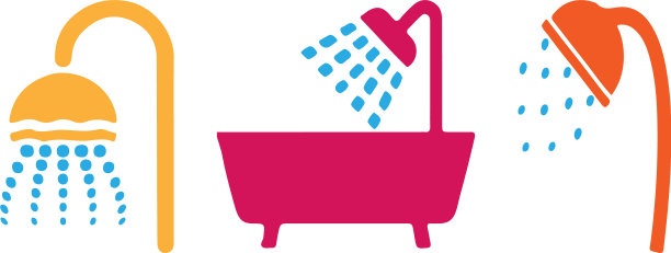 淋浴图标上的白色背景图片下载