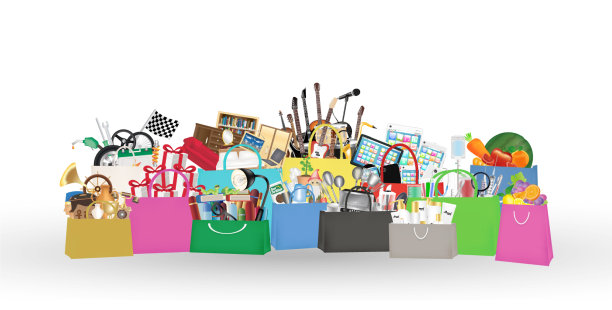 里面有很多东西的购物袋图片下载