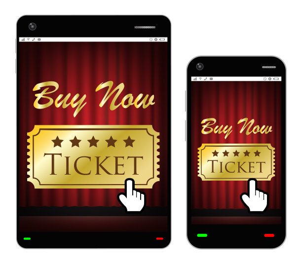 屏幕上有电影票的智能手机和平板电脑图片下载