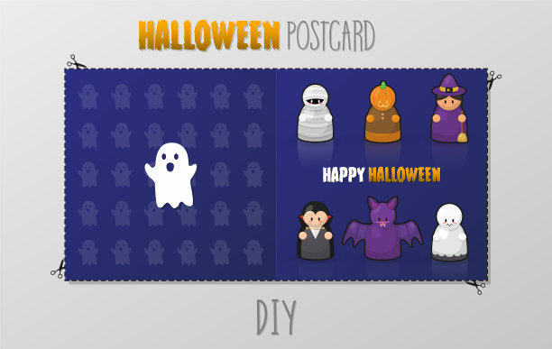 Diy万圣节恐怖的快乐明信片图片下载