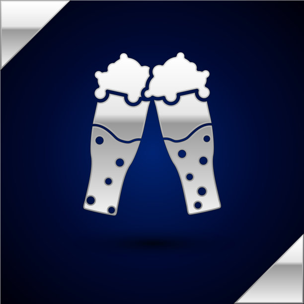 银色玻璃啤酒图标孤立在深蓝色图片下载