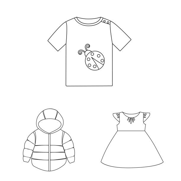 设计服装和儿童标志套装图片下载