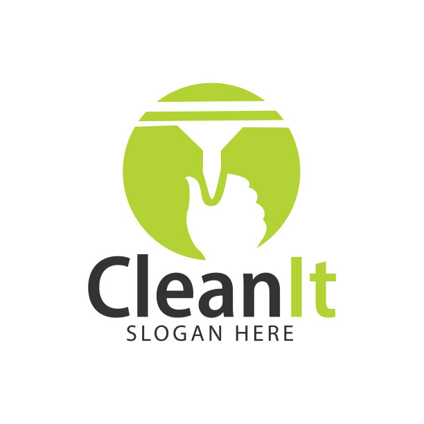 绿色窗口家居护理清洁标志设计图片下载