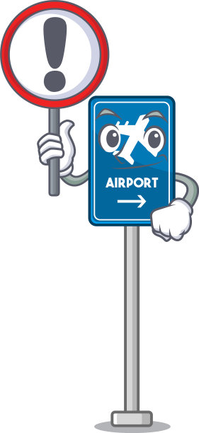 与标志机场标志孤立与吉祥物图片下载