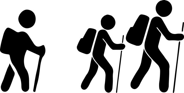 徒步图标上的白色背景图片下载