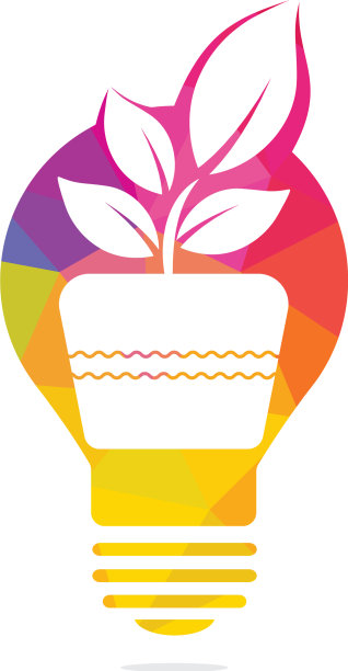 灯泡和盆栽概念标志设计图片下载