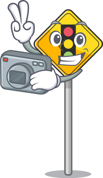 摄影师在前面的红绿灯形状吉祥物图片下载