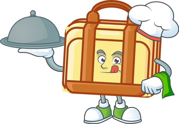 厨师与美食工作手提箱卡通人物图片下载