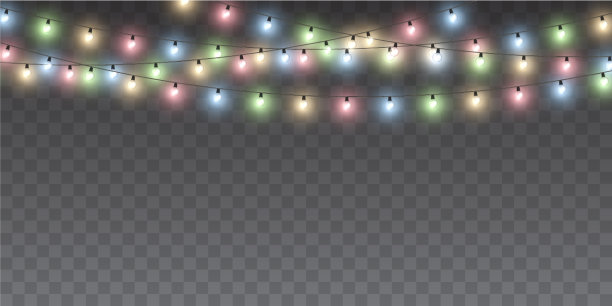 圣诞彩灯、花环、喜庆的装饰图片下载