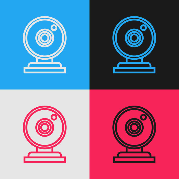 颜色线网络相机图标隔离颜色图片下载