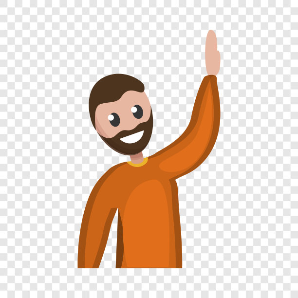 男人举手图标卡通风格图片下载