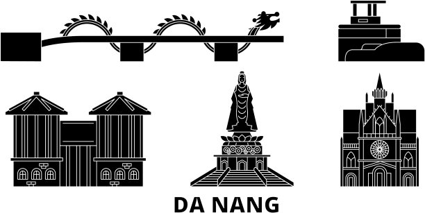 越南岘港平坦的旅游天际线设置越南图片下载