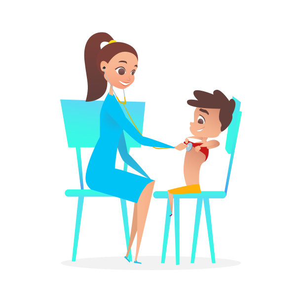 女士小儿科医生检查男孩病人图片下载