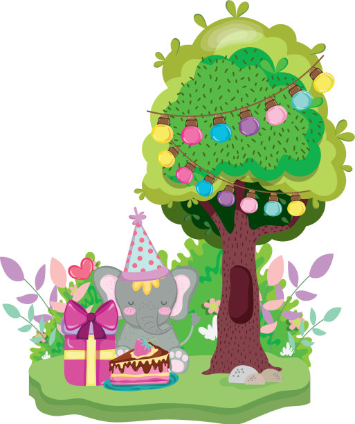 可爱的小象和派对帽子图片下载