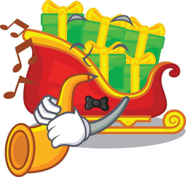 带着圣诞特色的小号圣诞老人雪橇图片下载