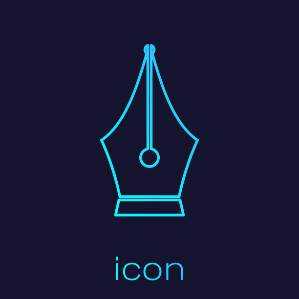 绿松石钢笔笔尖线图标孤立上图片下载